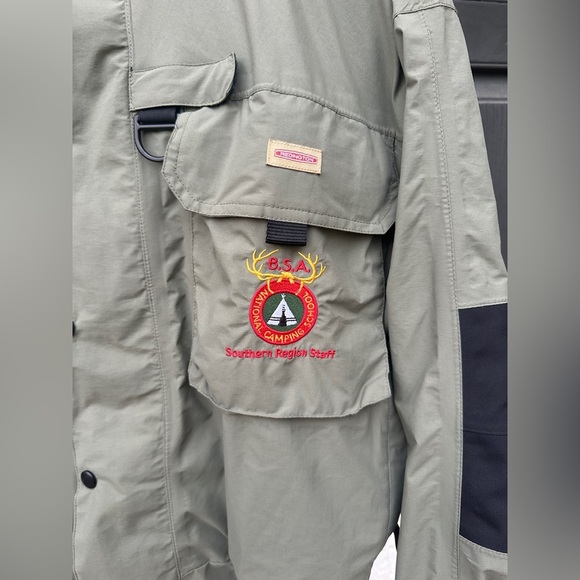 Vintage Boy Scouts of America Redington Men's Red Storm Waterproof Jacket Olive - Picture 2 of 6